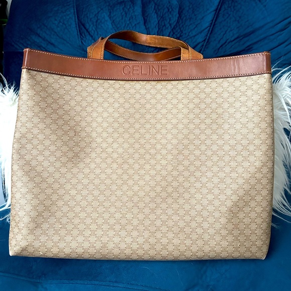 Celine Handbags - Vintage Canvas & Leather Trim Celine Macadam Tote